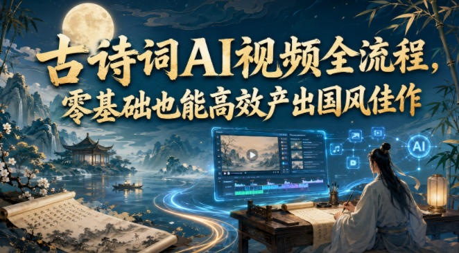 古诗词AI视频全流程，零基础也能高效产出国风佳作-校睿铺