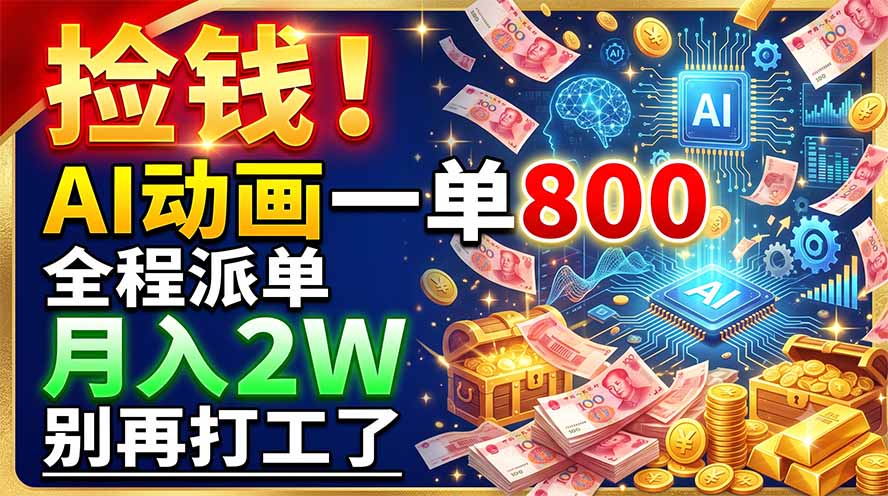 捡钱！AI动画一单800，全程派单，月入2W，别再打工了-校睿铺