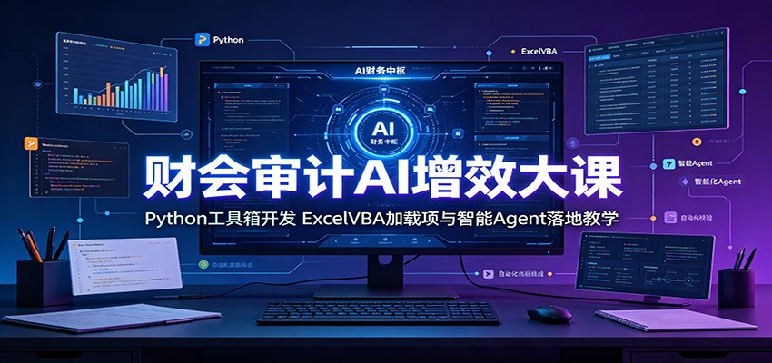 财会审计AI增效大课：Python工具箱开发，ExcelVBA加载项与智能Agent落地教学-校睿铺