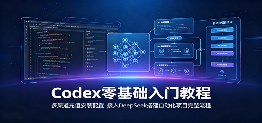 Codex零基础入门教程：多渠道充值安装配置，接入DeepSeek搭建自动化项目完整流程-校睿铺