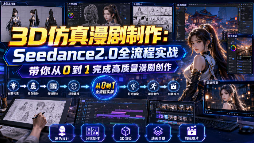 3D仿真漫剧制作：Seedance2.0全流程实战，带你从0到1完成高质量漫剧创作-校睿铺