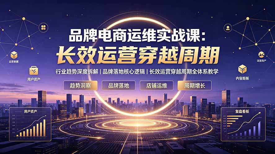 品牌电商运维实战课：行业趋势深度拆解｜品牌落地核心逻辑｜长效运营穿越周期全体系教学-校睿铺