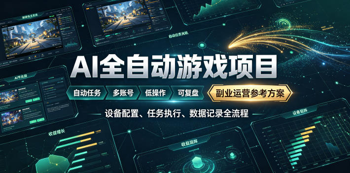 AI全自动游戏躺賺副业：日入几百，稳定运行三年的项目！【揭秘】-校睿铺