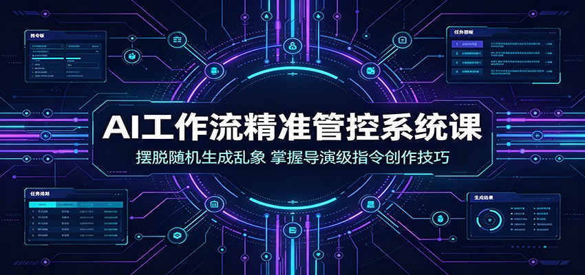 AI工作流精准管控系统课：摆脱随机生成乱象，掌握导演级指令创作技巧-校睿铺