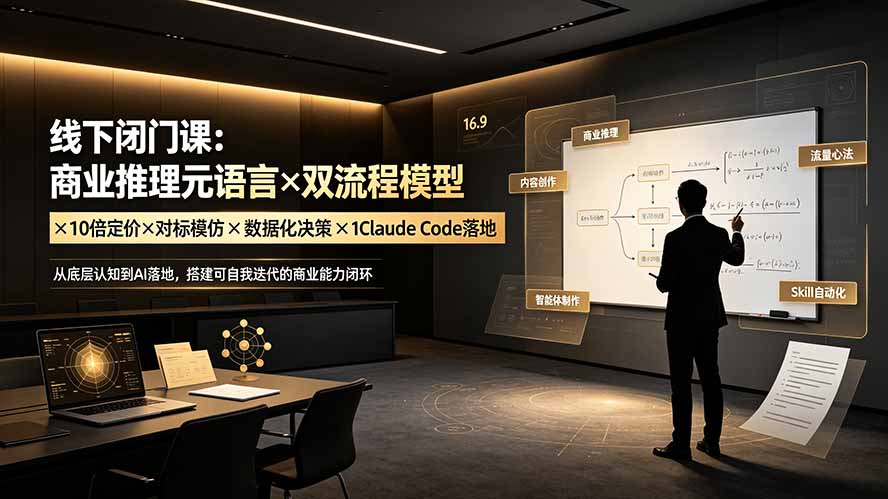 线下闭门课：商业推理元语言×双流程模型×10倍定价×对标模仿×数据化决策×Claude Code落地，击穿认知盲区-校睿铺