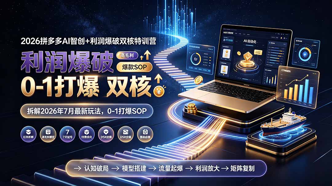 2026拼多多AI智创+利润爆破双核特训营-更新：拆解2026年7月最新玩法，0-1打爆SOP-校睿铺