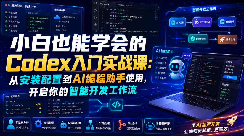 小白也能学会的Codex入门实战课：从安装配置到AI编程助手使用，开启你的智能开发工作流-校睿铺