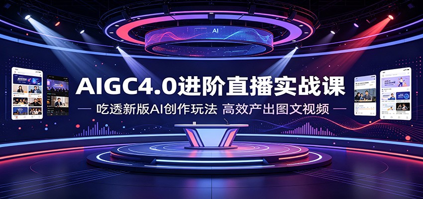 AIGC4.0进阶直播实战课：吃透新版AI创作玩法，高效产出图文视频-校睿铺
