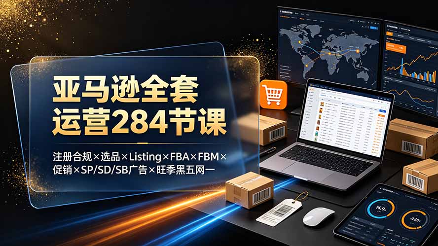 亚马逊全套运营284节课：注册合规×选品×Listing×FBA×FBM×促销×SP/SD/SB广告×旺季黑五网一-校睿铺