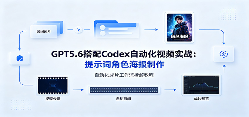 GPT5.6搭配Codex自动化视频实战：提示词角色海报制作，自动化成片工作流拆解教程-校睿铺