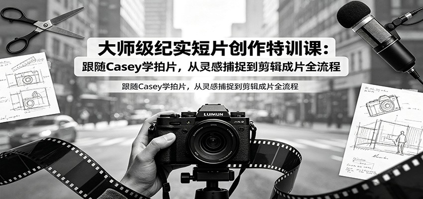 大师级纪实短片创作特训课：跟随Casey学拍片，从灵感捕捉到剪辑成片全流程-校睿铺