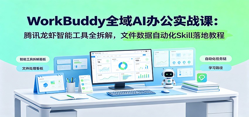 WorkBuddy全域AI办公实战课：腾讯龙虾智能工具全拆解，文件数据自动化Skill落地教程-校睿铺