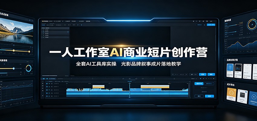 一人工作室AI商业短片创作营：全套AI工具库实操，光影品牌叙事成片落地教学-校睿铺