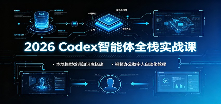 2026 Codex智能体全栈实战课：本地模型微调知识库搭建，视频办公数字人自动化教程-校睿铺