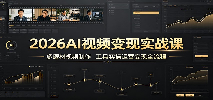 2026AI视频变现实战课：多题材视频制作，工具实操运营变现全流程-校睿铺