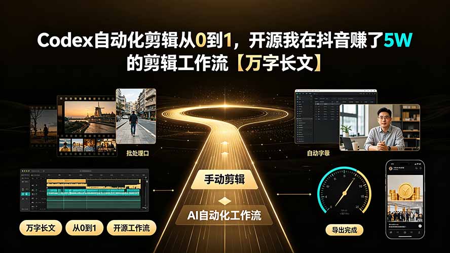 Codex自动化剪辑从0到1，开源我在抖音赚了5W 的剪辑工作流【万字长文】-校睿铺