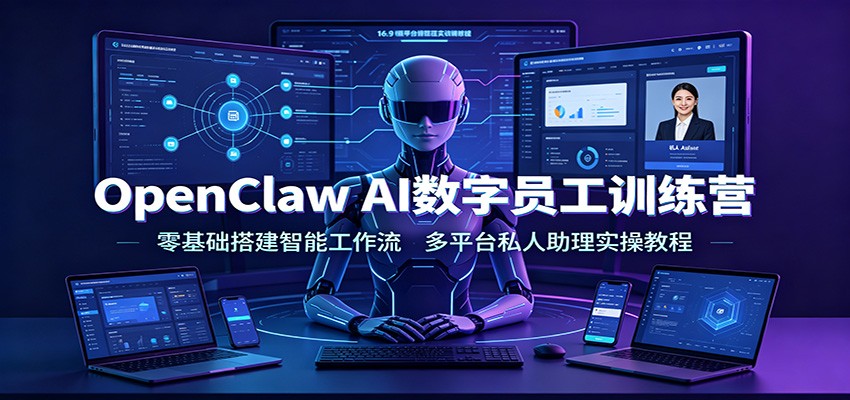 OpenClaw AI数字员工训练营：零基础搭建智能工作流，多平台私人助理实操教程-校睿铺