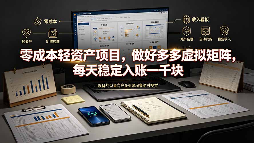 零成本轻资产项目，做好多多虚拟矩阵，每天稳定入账一千块-校睿铺