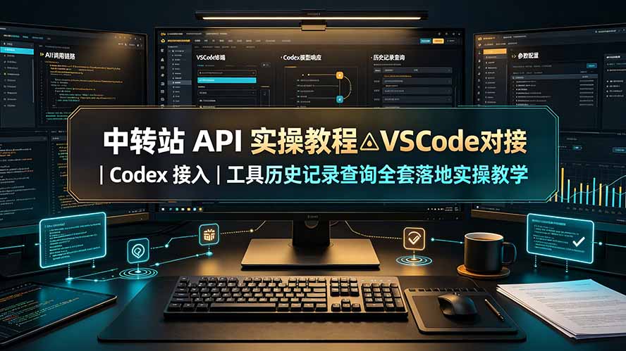 中转站 API 实操教程△VSCode 对接｜Codex 接入｜工具历史记录查询全套落地实操教学-校睿铺