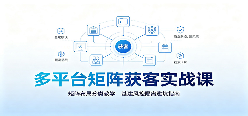 多平台矩阵获客实战课：矩阵布局分类教学，基建风控隔离避坑指南-校睿铺