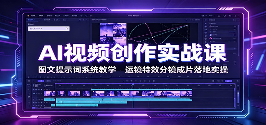 AI视频创作实战课：图文提示词系统教学，运镜特效分镜成片落地实操-校睿铺