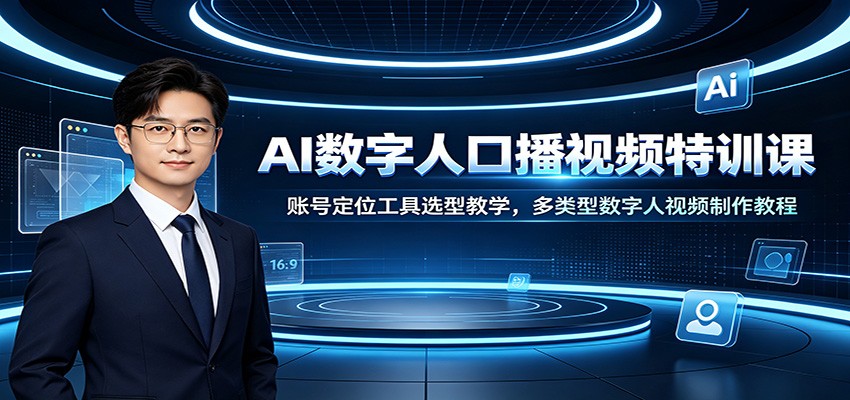 AI数字人口播视频特训课：账号定位工具选型教学，多类型数字人视频制作教程-校睿铺