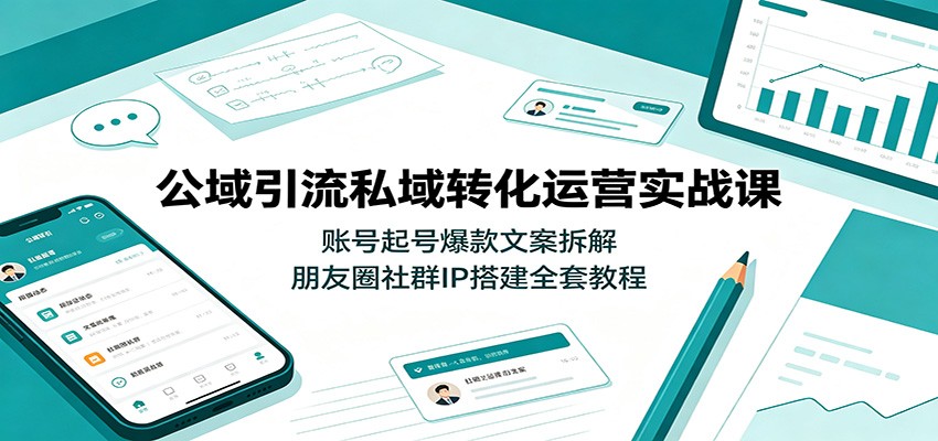 公域引流私域转化运营实战课：账号起号爆款文案拆解，朋友圈社群IP搭建全套教程-校睿铺