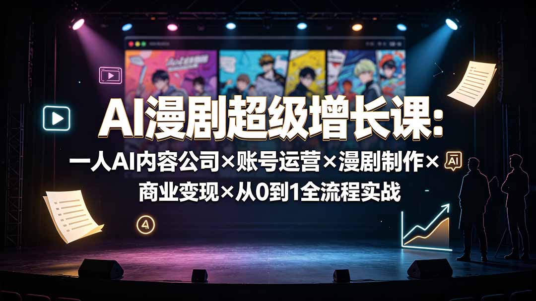 AI漫剧超级增长课：一人AI内容公司×账号运营×漫剧制作×商业变现×从0到1全流程实战-校睿铺