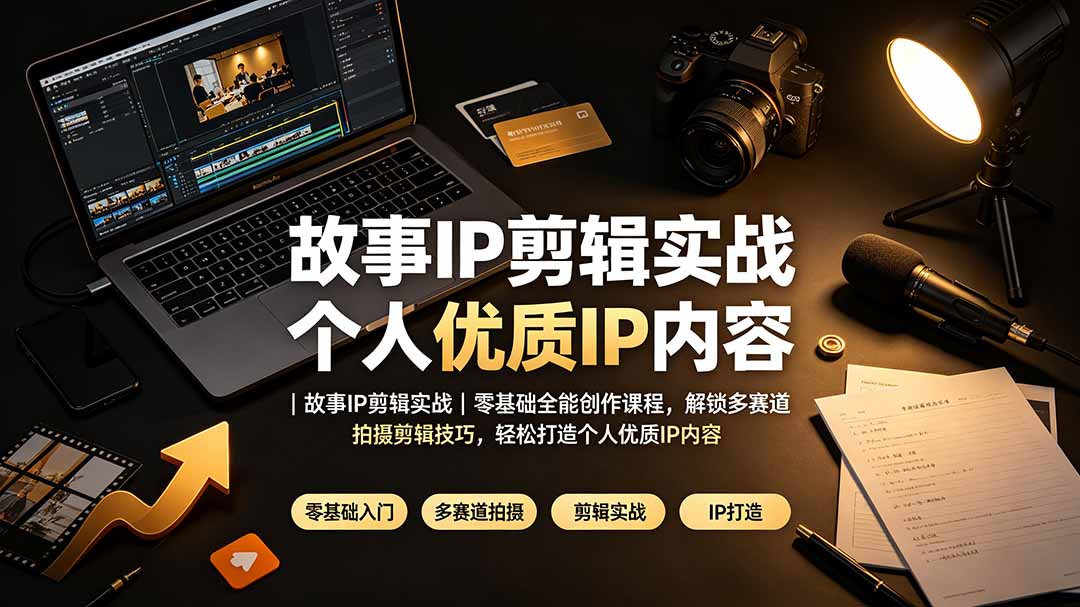 故事IP剪辑实战｜零基础全能创作课程，解锁多赛道拍摄剪辑技巧，轻松打造个人优质IP内容-校睿铺