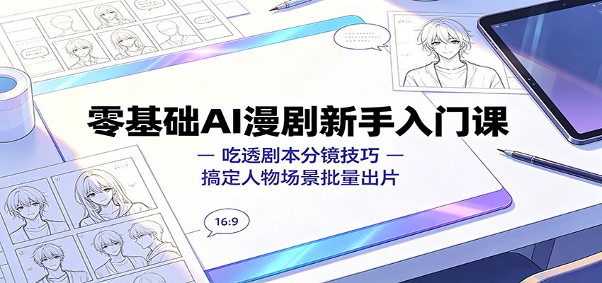 零基础AI漫剧新手入门课：吃透剧本分镜技巧，搞定人物场景批量出片-校睿铺