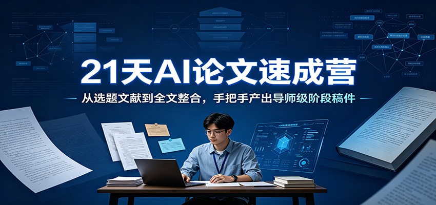 21天AI论文速成营：从选题文献到全文整合，手把手产出导师级阶段稿件-校睿铺