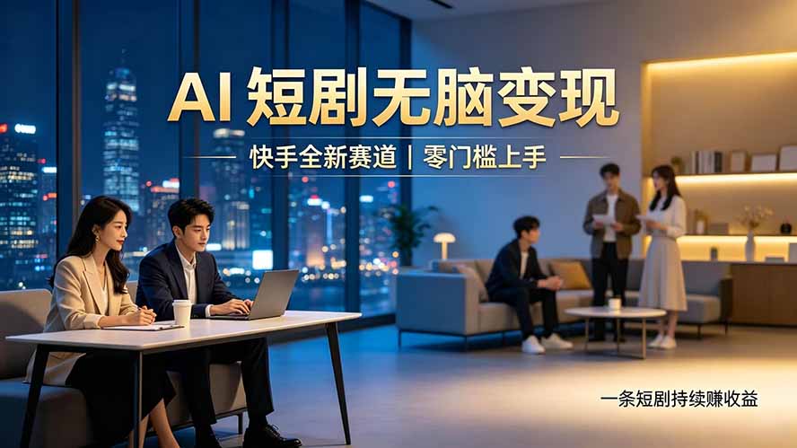 别乱找副业了，快手 AI 短剧零门槛长久被动增收-校睿铺