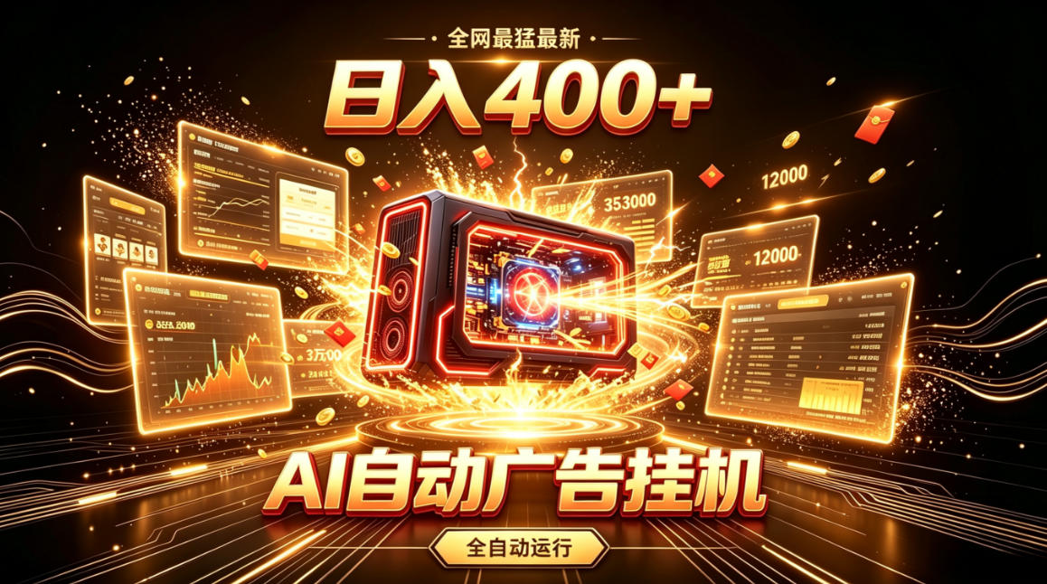 全网最猛最新的AI自动广告挂G，狠收益日入400+，真正做到躺賺式变现【揭秘】-校睿铺