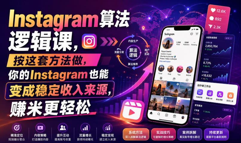 Instagram算法逻辑课，按这套方法做，你的Instagram也能变成稳定收入来源，賺米更轻松【原创双语字幕】-校睿铺