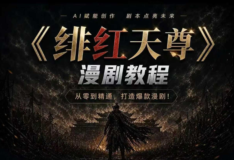 绯红天尊AI漫剧系统教程｜从零入门到精通，工具运用+剧本创作+爆款逻辑+提示词素材+镜头剪辑，全套爆款漫剧落地实战课-校睿铺