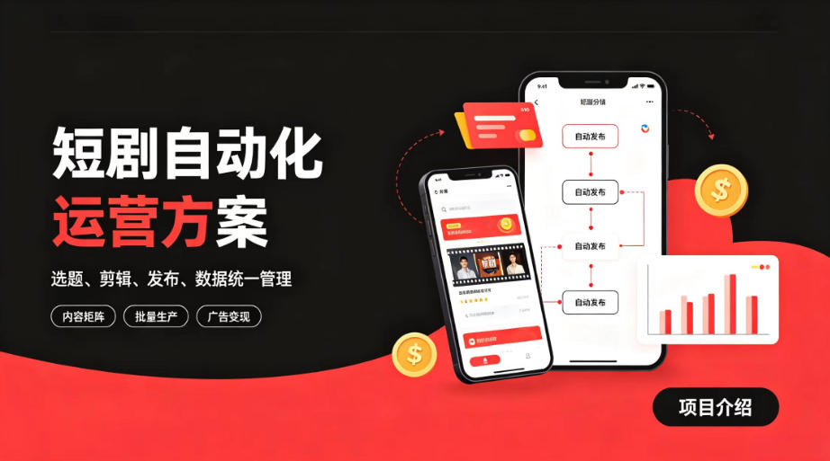 快手全自动短剧矩阵项目｜自动化分发，流量持续变现【揭秘】-校睿铺