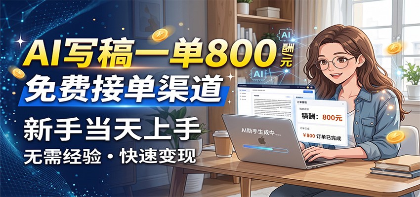 AI写稿一单800，免费接单渠道，一单一结几十到上千，新手当天上手-校睿铺