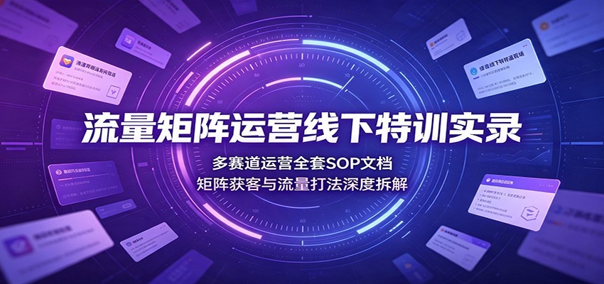流量矩阵运营线下特训实录：多赛道运营全套SOP文档，矩阵获客与流量打法深度拆解-校睿铺