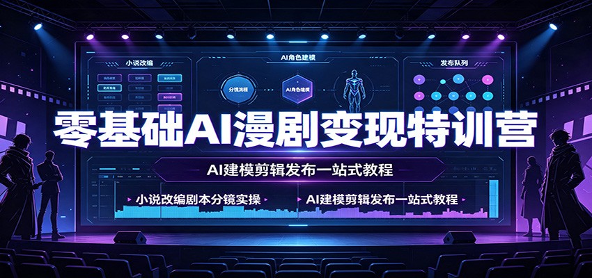 零基础AI漫剧变现特训营：小说改编剧本分镜实操，AI建模剪辑发布一站式教程-校睿铺