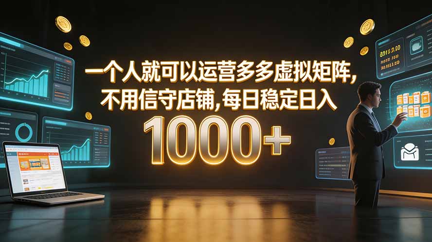 一个人就可以运营多多虚拟矩阵，不用值守店铺，每日稳定日入 1000+-校睿铺