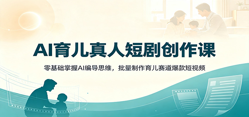AI育儿真人短剧创作课：零基础掌握AI编导思维，批量制作育儿赛道爆款短视频-校睿铺