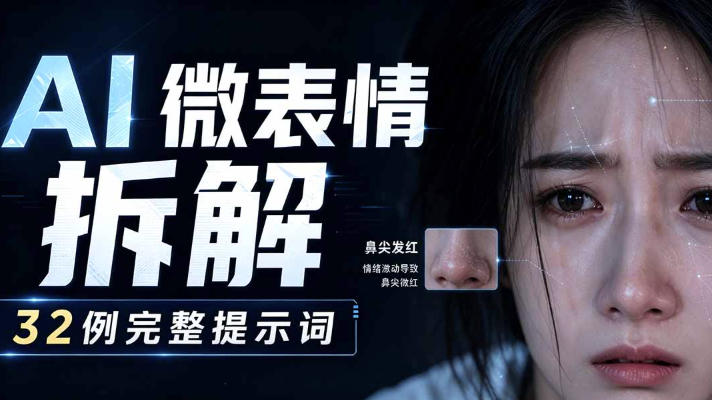 AI微表情拆解提示词合集，精准调控AI角色表情，可直接复用，0基础也能调出影视级表情变化-校睿铺