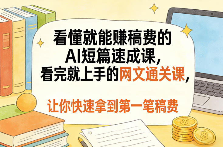 看懂就能賺稿费的AI短篇速成课，看完就上手的网文通关课，让你快速拿到第一笔稿费(更新8月)-校睿铺