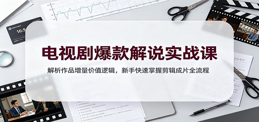 电视剧爆款解说实战课：解析作品增量价值逻辑，新手快速掌握剪辑成片全流程-校睿铺