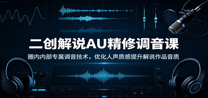 二创解说AU精修调音课：圈内内部专属调音技术，优化人声质感提升解说作品音质-校睿铺