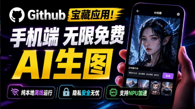 Github宝藏应用！手机端无限免费AI生图，纯本地离线运行，支持NPU加速斩获3.1k stars，local-dream-校睿铺