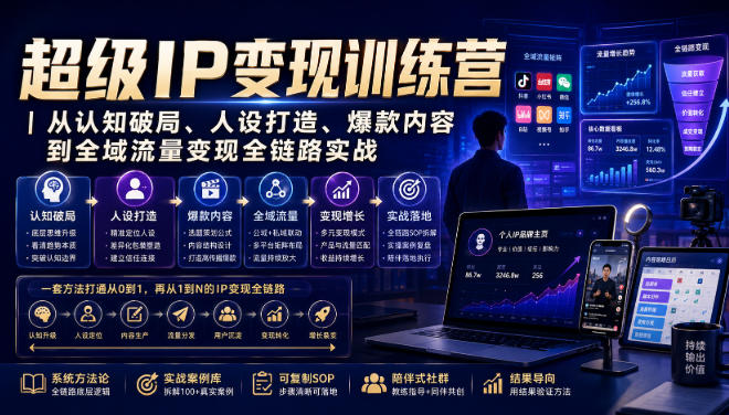 超级IP变现训练营｜从认知破局、人设打造、爆款内容到全域流量变现全链路实战-校睿铺