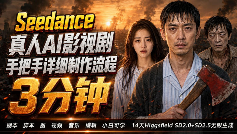 3分钟真人AI影视剧怎么做？SD 2.0手把手完整制作流程｜Higgsfield 14天SD 2.0/2.5无限生成-校睿铺
