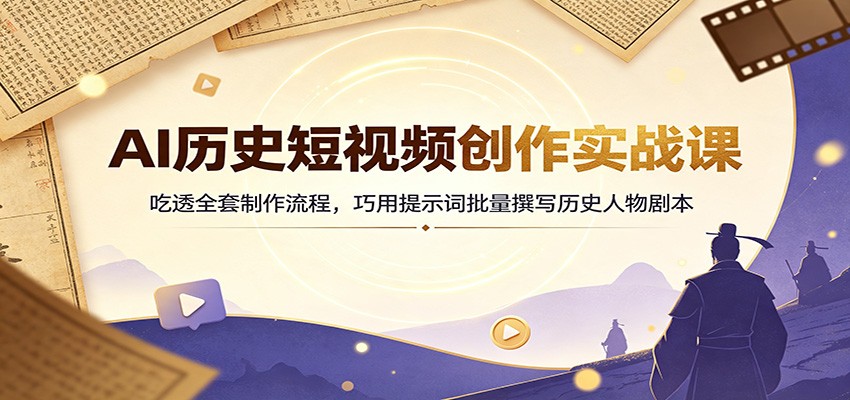 AI历史短视频创作实战课：吃透全套制作流程，巧用提示词批量撰写历史人物剧本-校睿铺