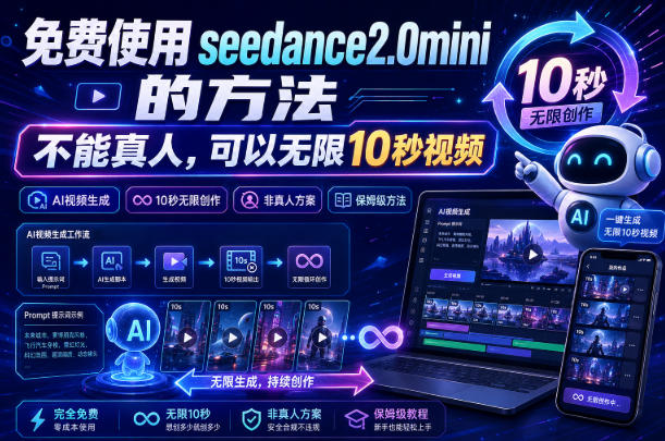 免费使用seedance2.0mini的方法，不能真人，可以无限10秒视频，9图+3音频参考-校睿铺